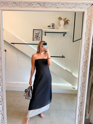 VESTIDO STRAPLESS BICOLOR