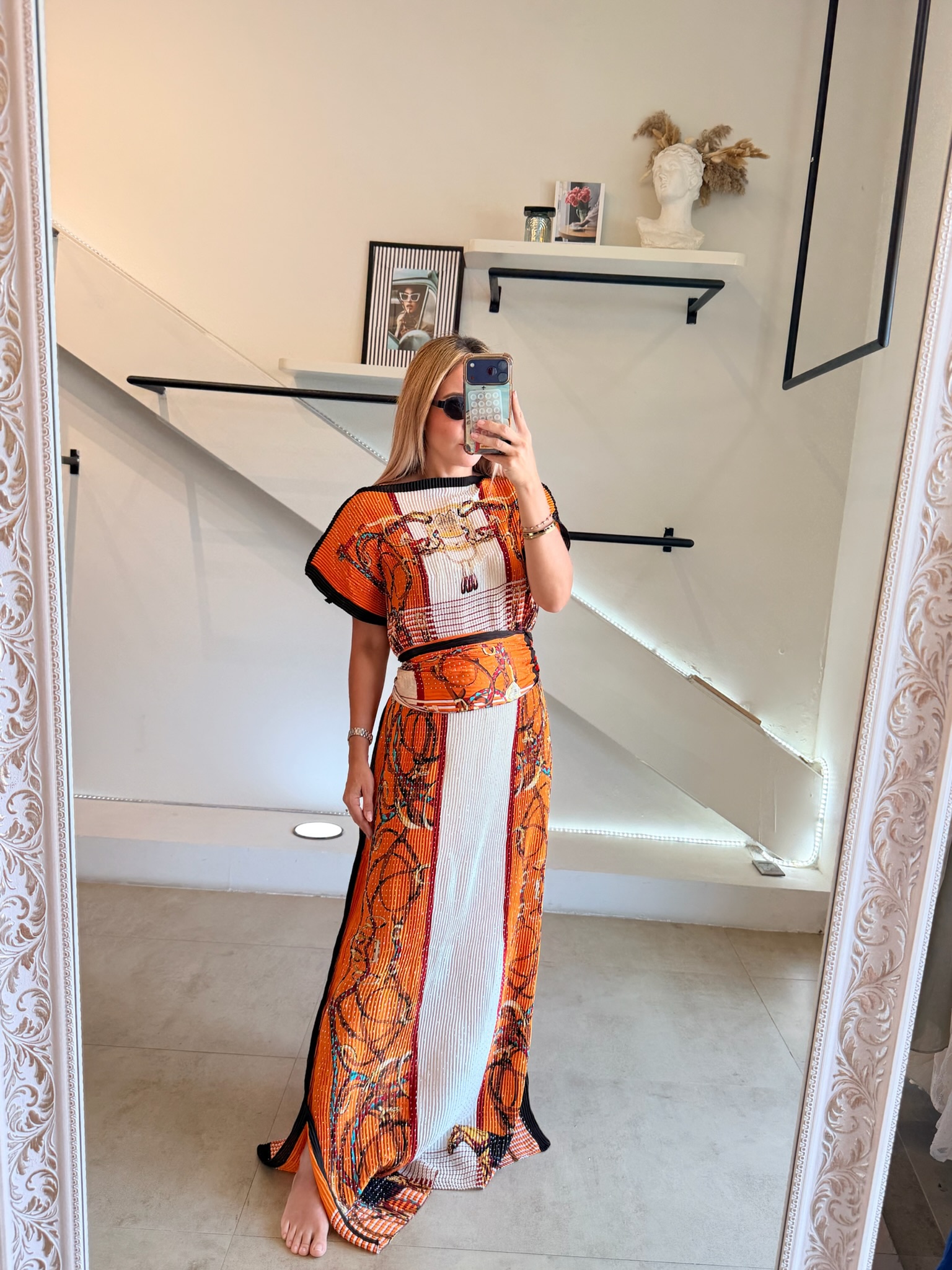 VESTIDO PLISADO ORANGE - Imagen 8