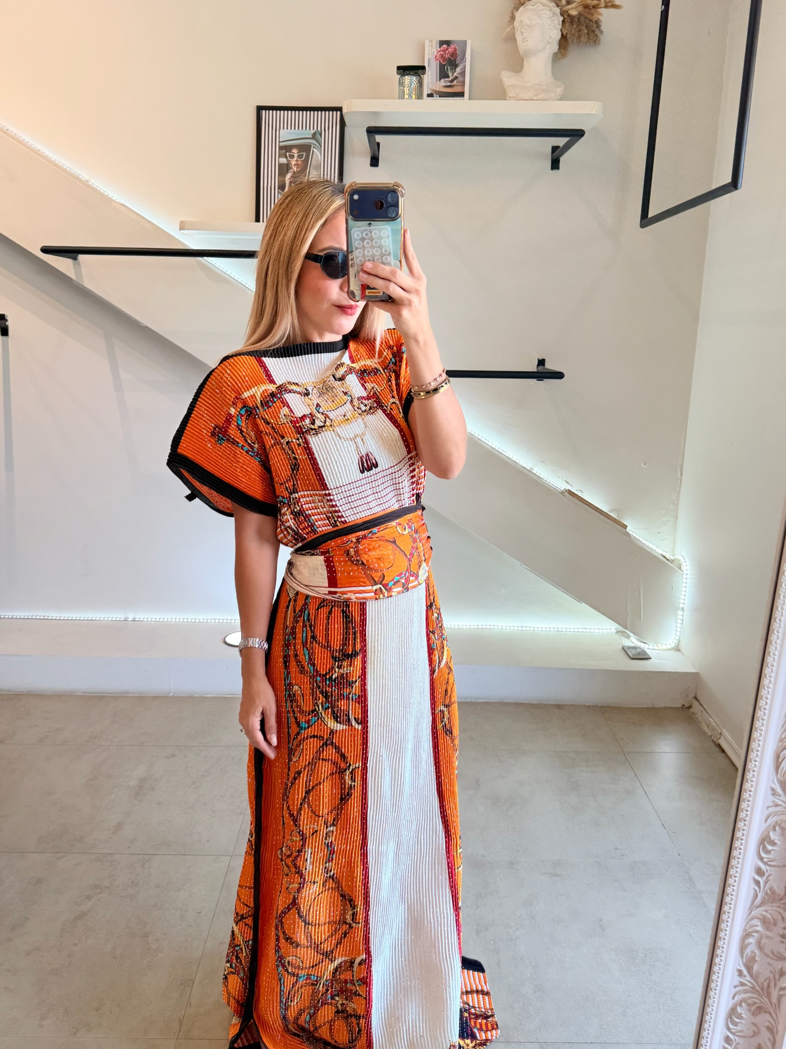 VESTIDO PLISADO ORANGE - Imagen 5