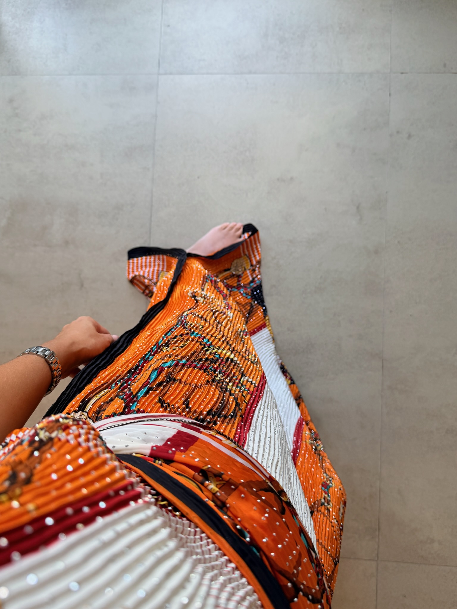 VESTIDO PLISADO ORANGE - Imagen 4