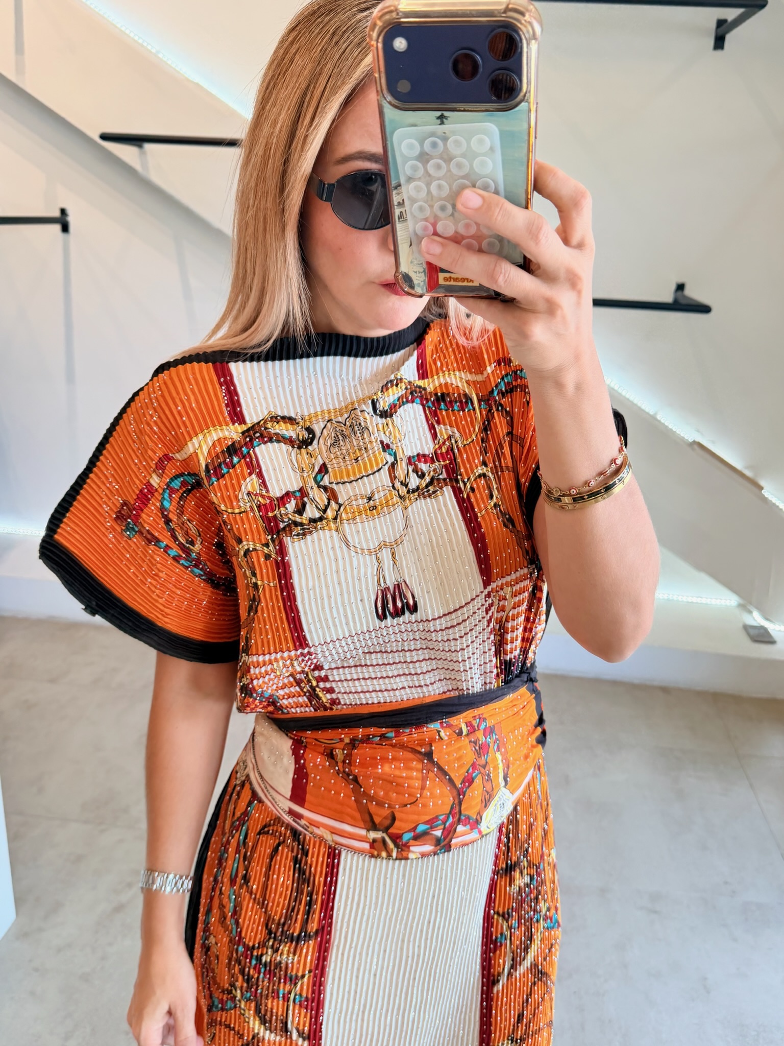 VESTIDO PLISADO ORANGE - Imagen 6