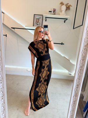 VESTIDO PLISADO BLACK GOLD