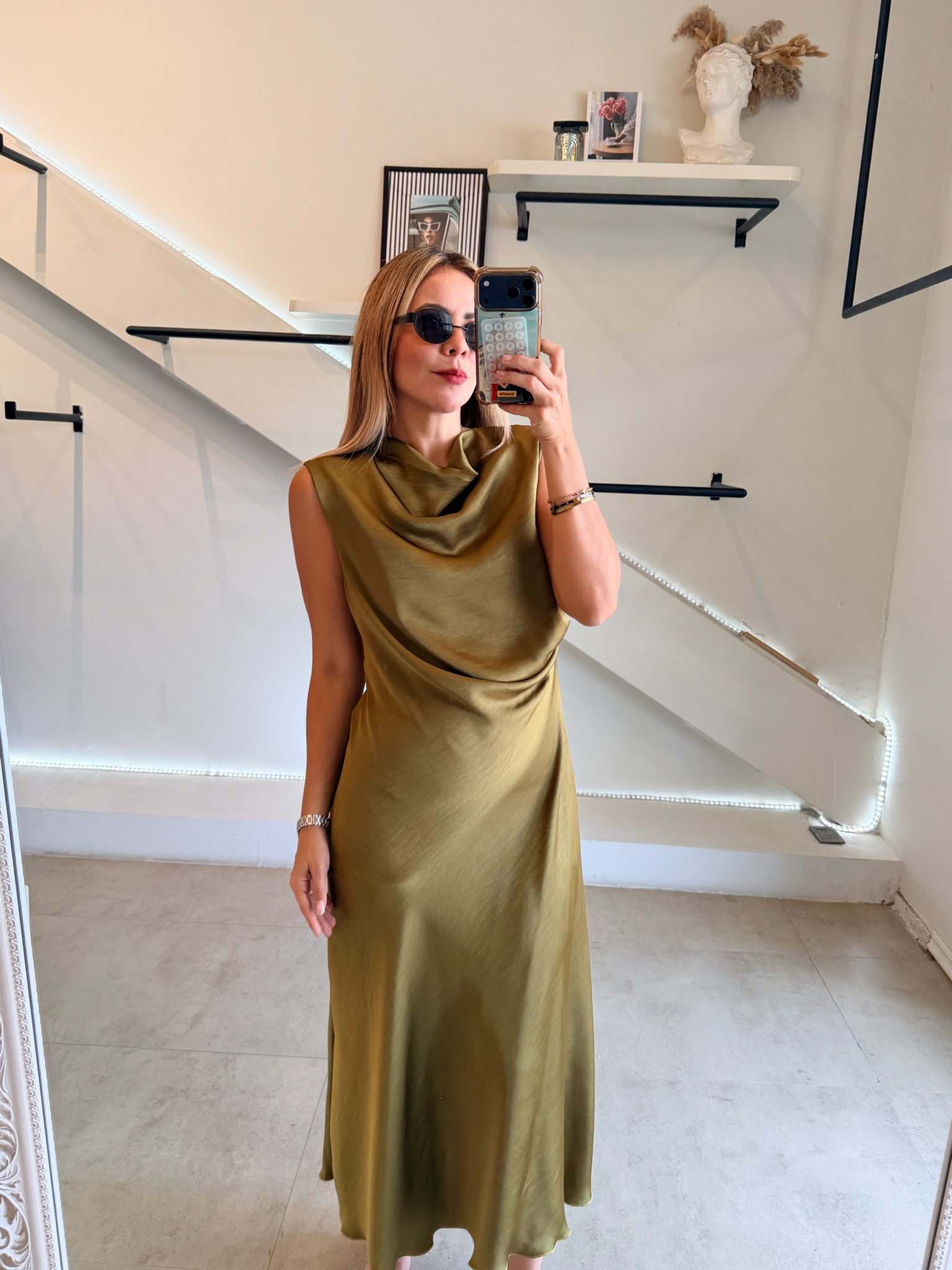 VESTIDO SATIN ITALIANO GREEN - Imagen 8