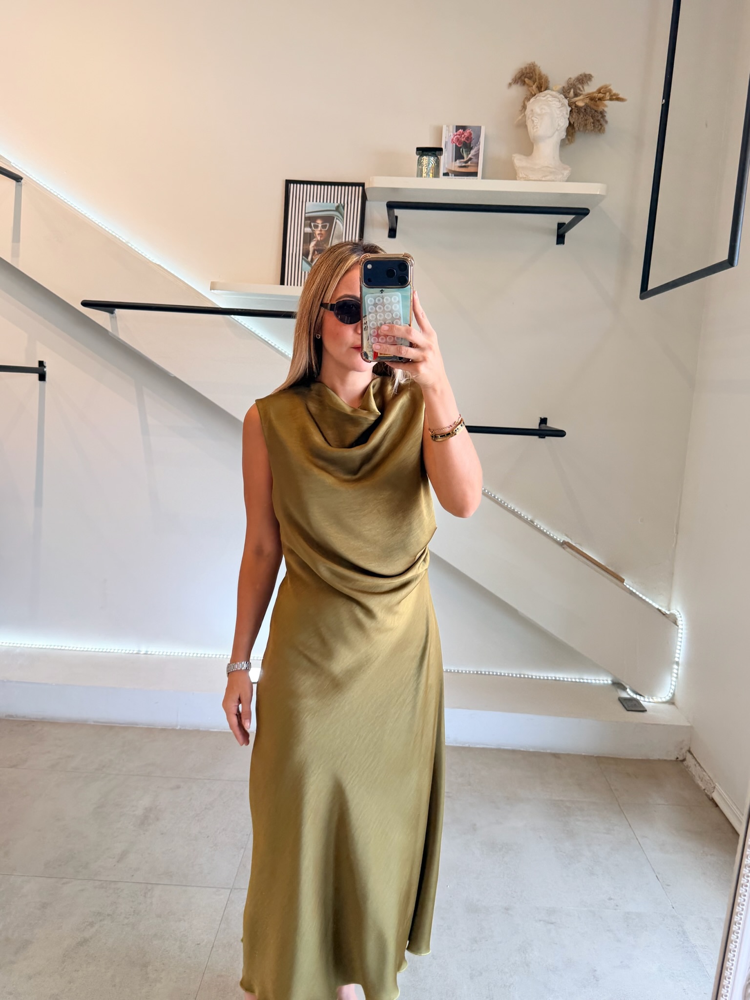 VESTIDO SATIN ITALIANO GREEN - Imagen 2