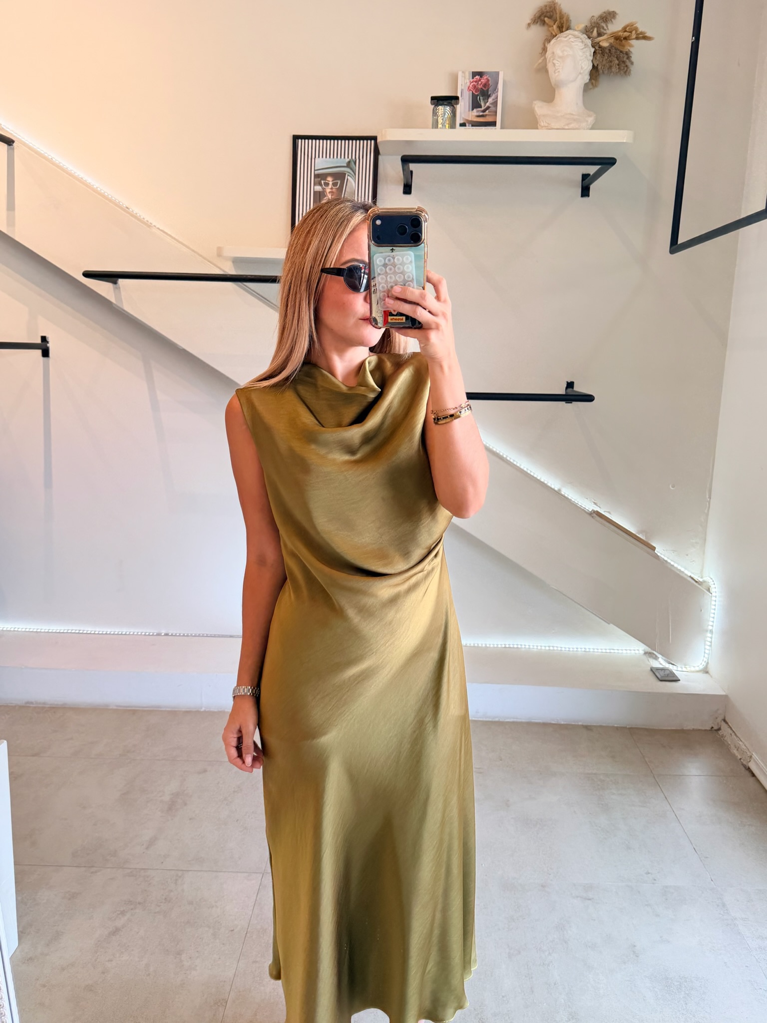VESTIDO SATIN ITALIANO GREEN - Imagen 5