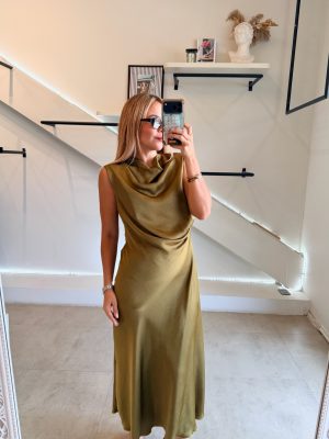 VESTIDO SATIN ITALIANO GREEN