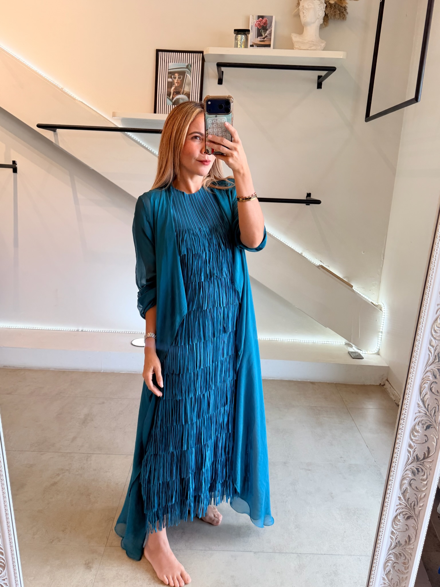 VESTIDO FLECOS TURQUESA - Imagen 8