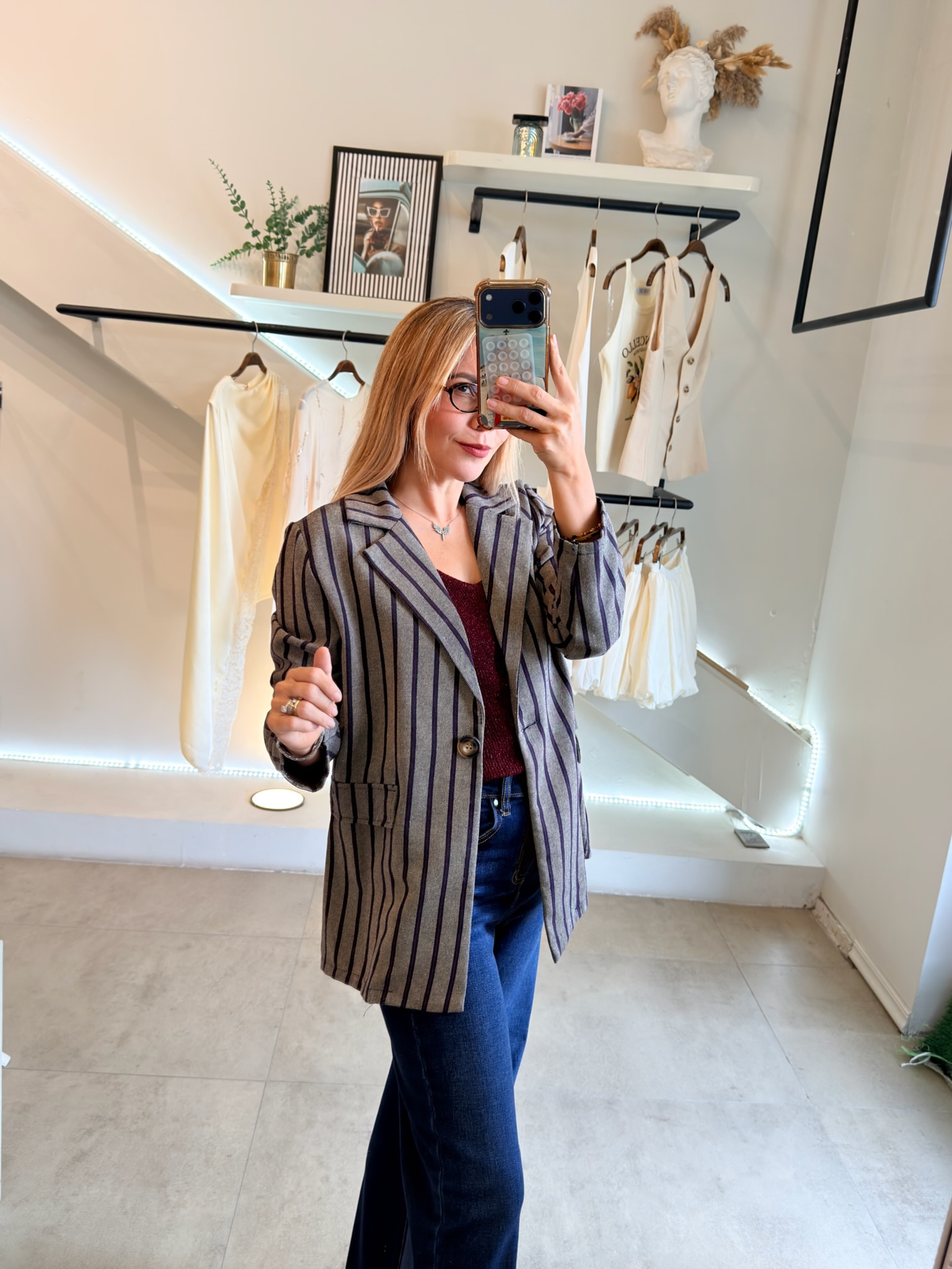 BLAZER BROWN LINES RED - Imagen 7