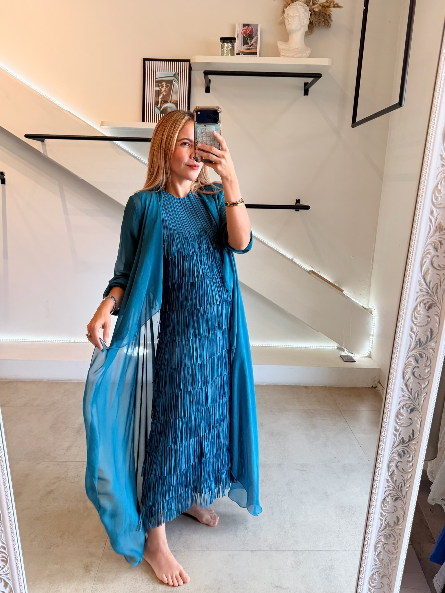 VESTIDO FLECOS TURQUESA - Imagen 7
