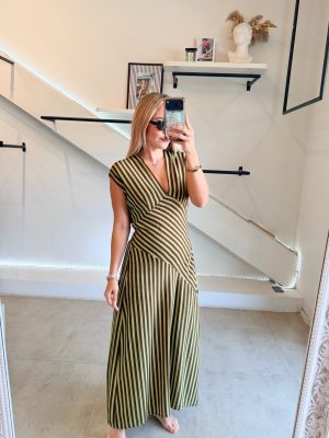 VESTIDO LINES GREEN BROWN