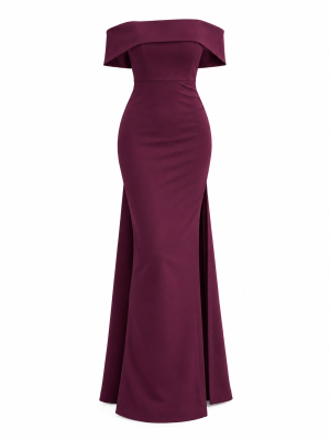 VESTIDO BURGUNDY MOÑO