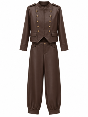 CONJUNTO JACKET PIEL BROWN