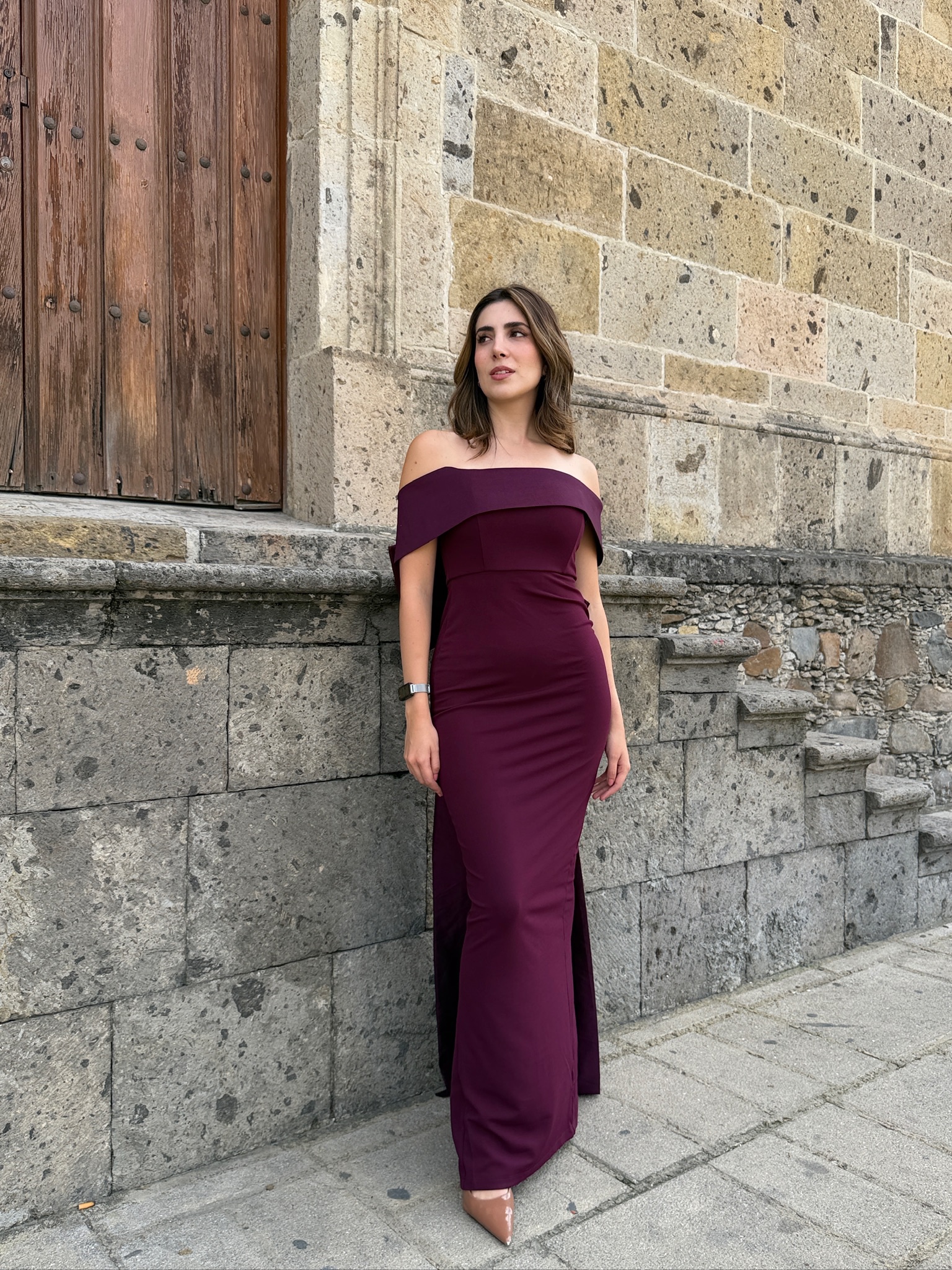 VESTIDO BURGUNDY MOÑO - Imagen 9