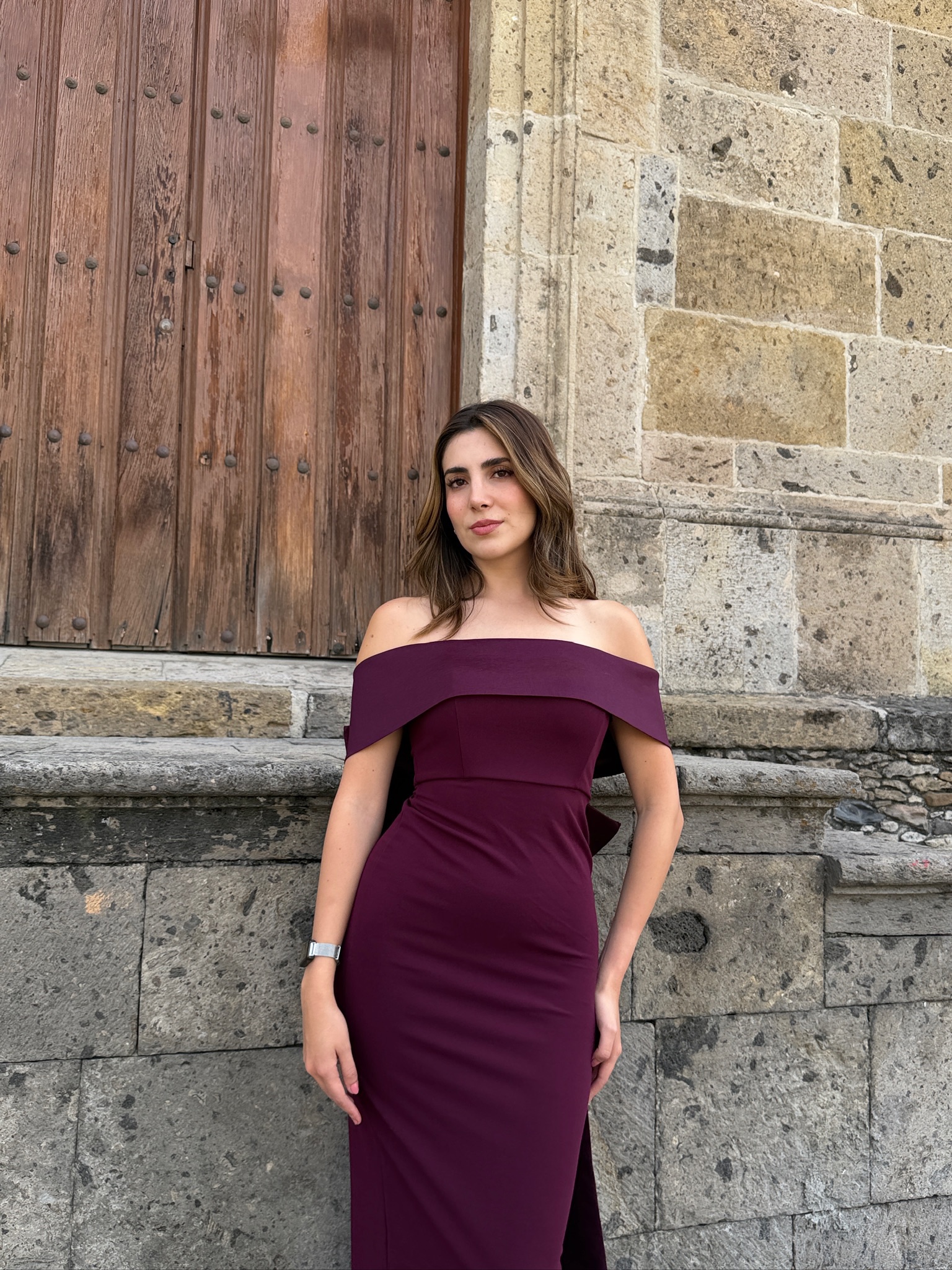 VESTIDO BURGUNDY MOÑO - Imagen 3
