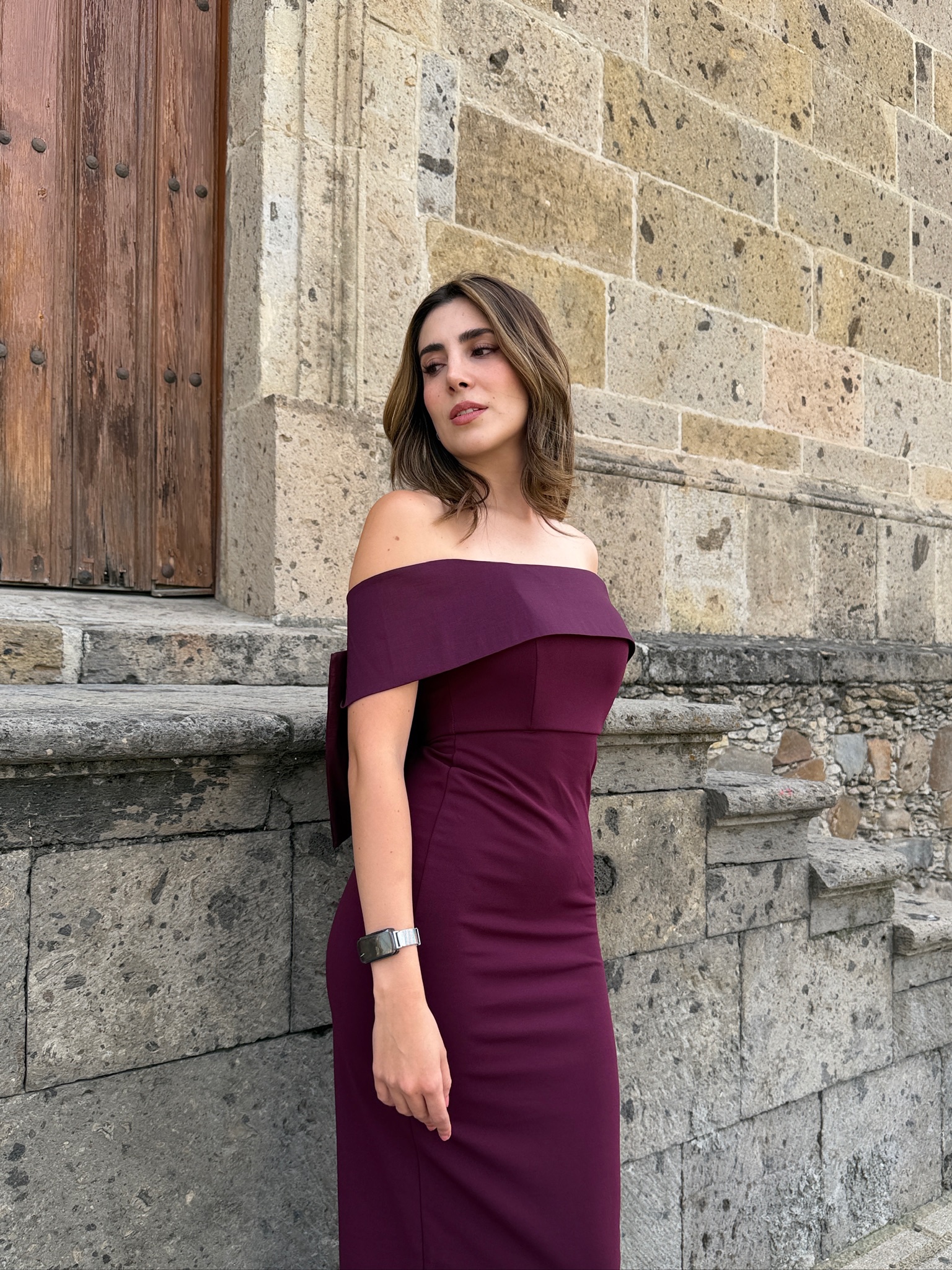 VESTIDO BURGUNDY MOÑO - Imagen 4